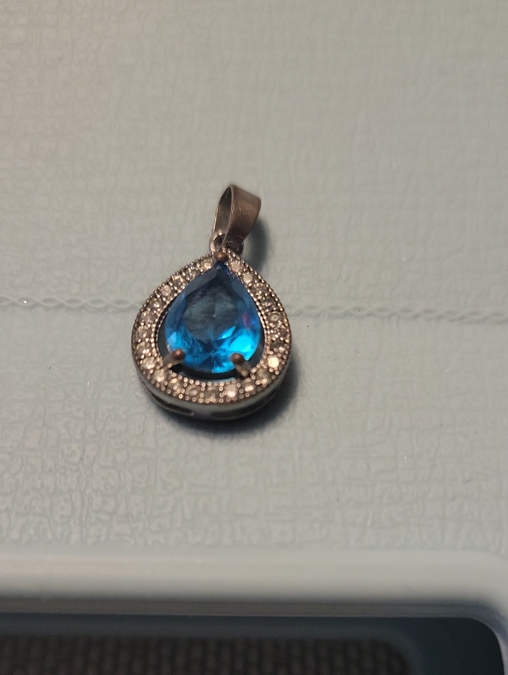 Teardrop Blue Crystal Pendant  Classic Sparkle